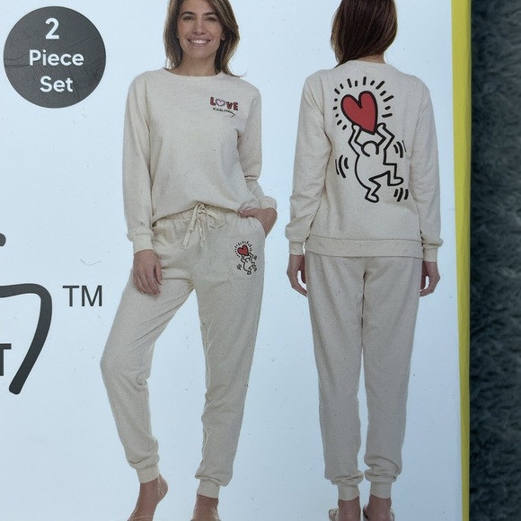 Keith Haring Women's S Lounge Set Tan e0705 - Picture 2 of 5